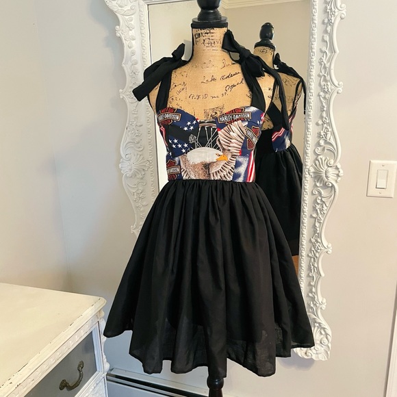 HUGE SALE New York Couture One of a Kind Reworked Harley Davidson Bustier Dress - Picture 6 of 7